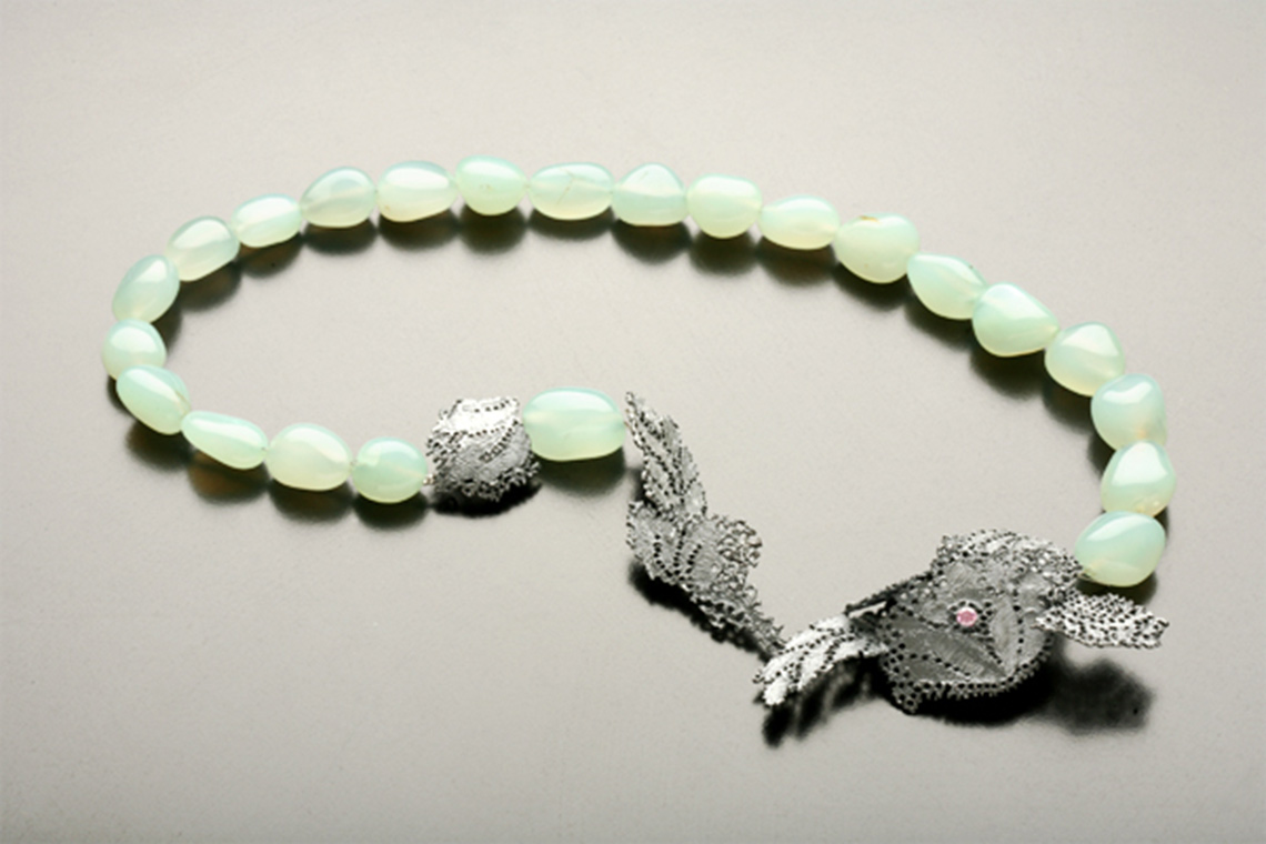 Angelina Tsvetkova - Necklace 1, Nocturne in 925, silver 925, nephrite